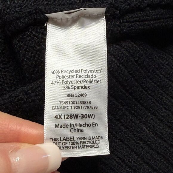 Terra & Sky Peace & Love Beaded Sweater Black Super Soft Cozy 4X (28W-30W) NWT - Picture 9 of 12